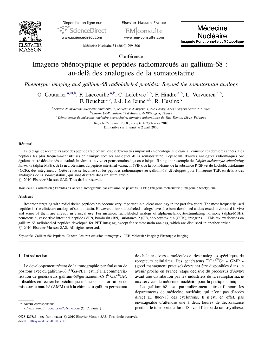 Imagerie phénotypique et peptides radiomarqués au gallium-68 : au-delà des analogues de la somatostatine