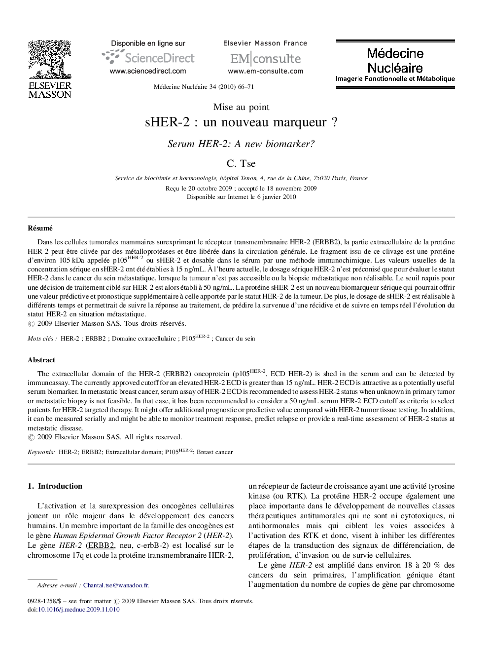 sHER-2 : un nouveau marqueur ?