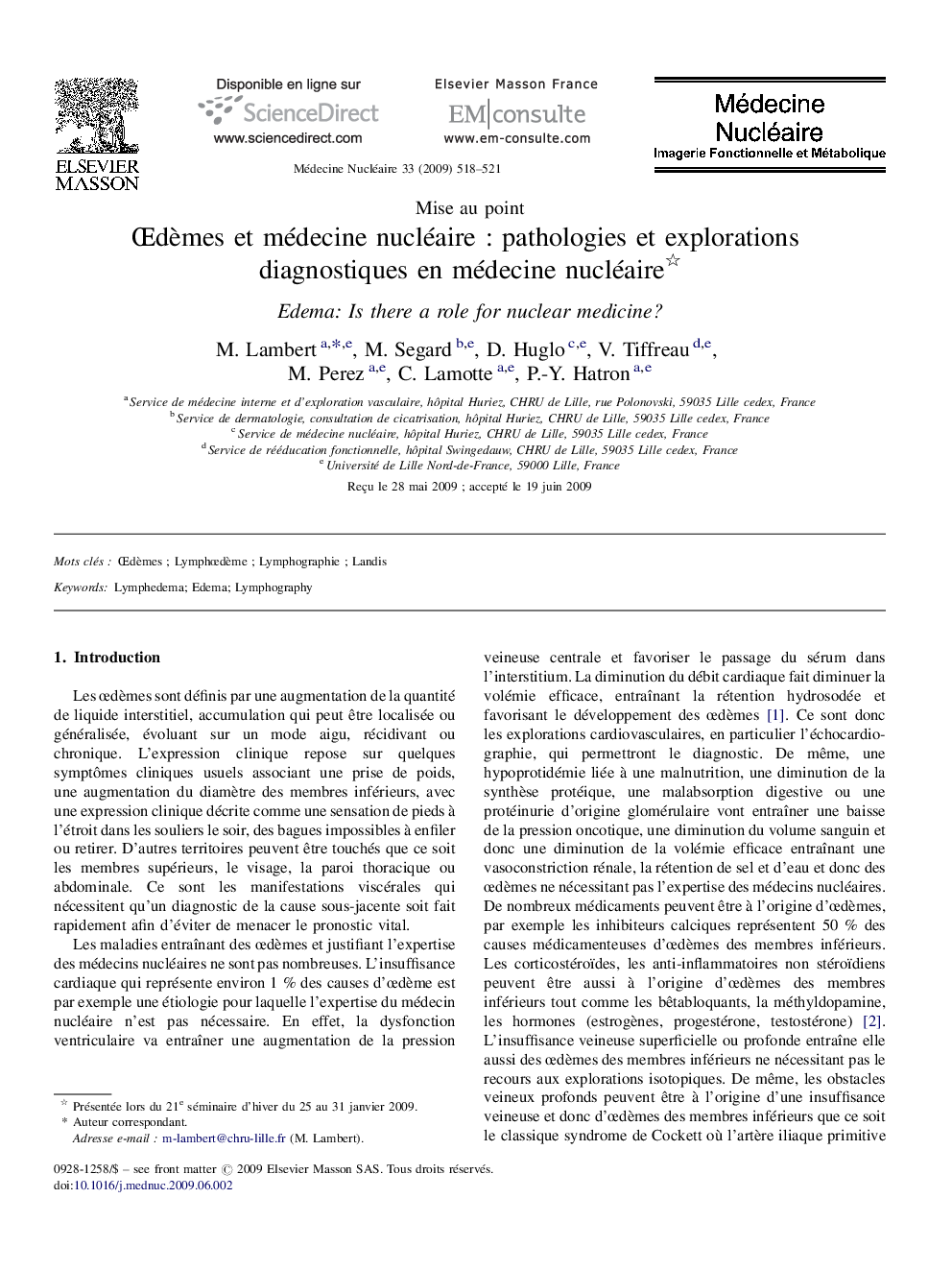 ÅdÃ¨mes et médecine nucléaireÂ : pathologies et explorations diagnostiques en médecine nucléaire