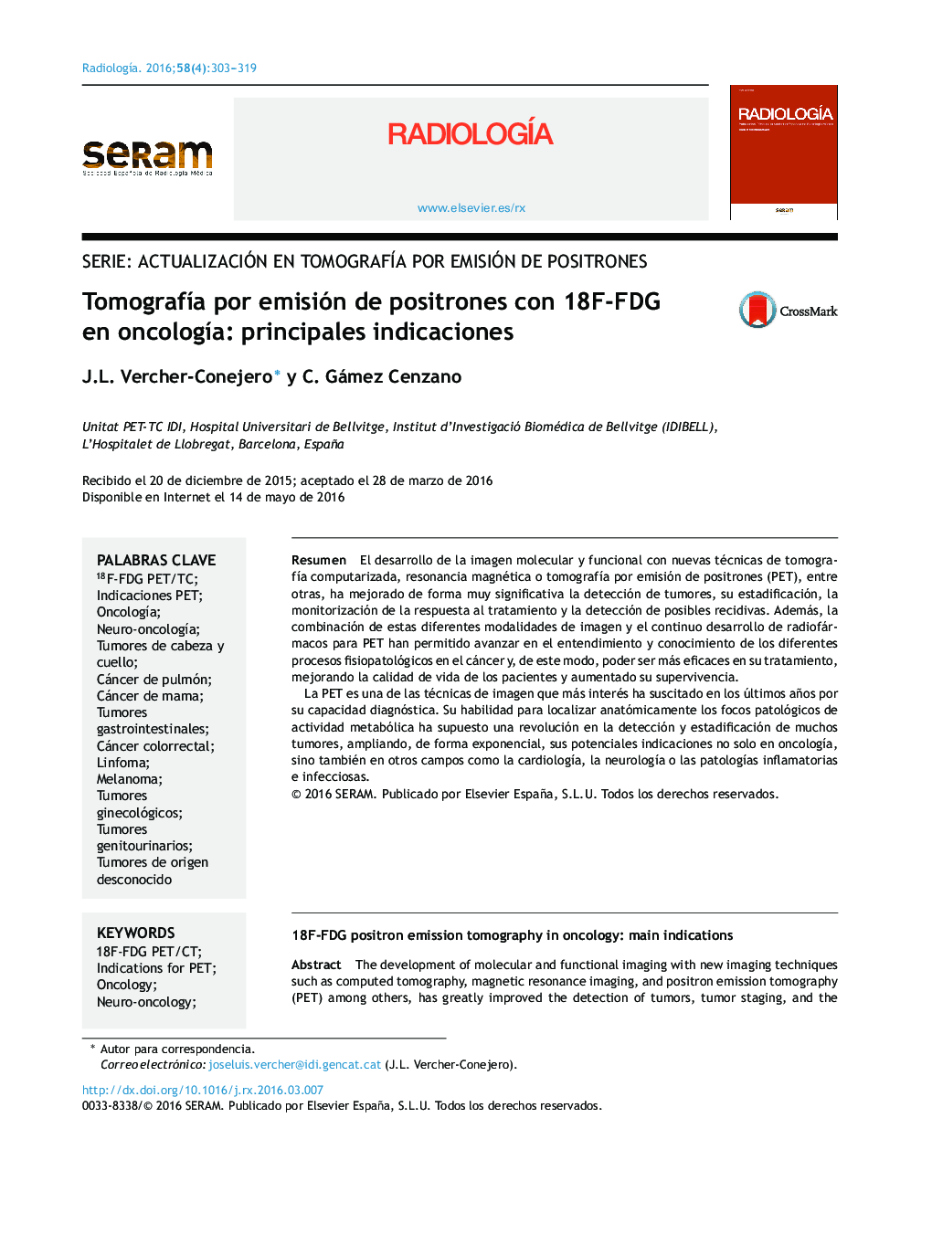 Tomografía por emisión de positrones con 18F-FDG en oncología: principales indicaciones