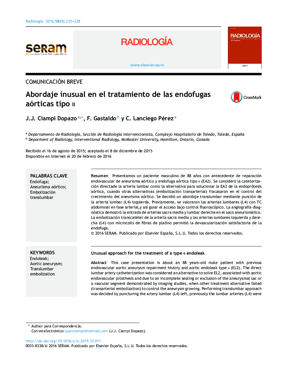 Abordaje inusual en el tratamiento de las endofugas aórticas tipo II