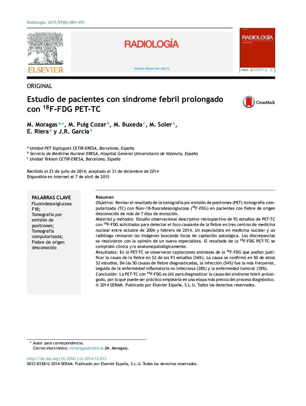 Estudio de pacientes con síndrome febril prolongado con 18F-FDG PET-TC