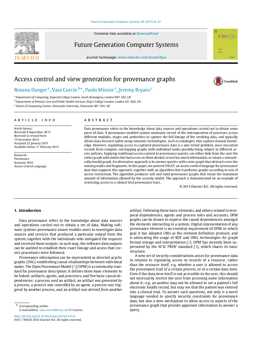 Access control and view generation for provenance graphs