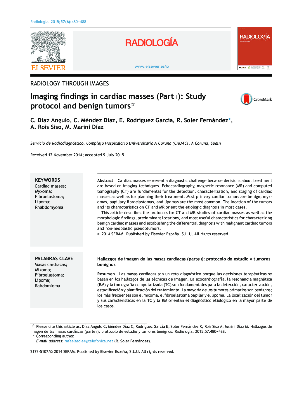 Imaging findings in cardiac masses (Part i): Study protocol and benign tumors 