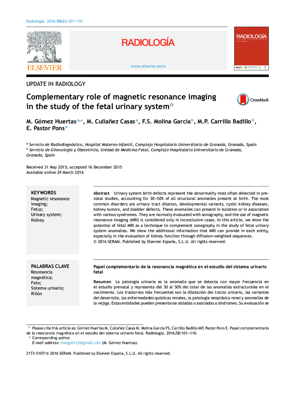 Complementary role of magnetic resonance imaging in the study of the fetal urinary system 