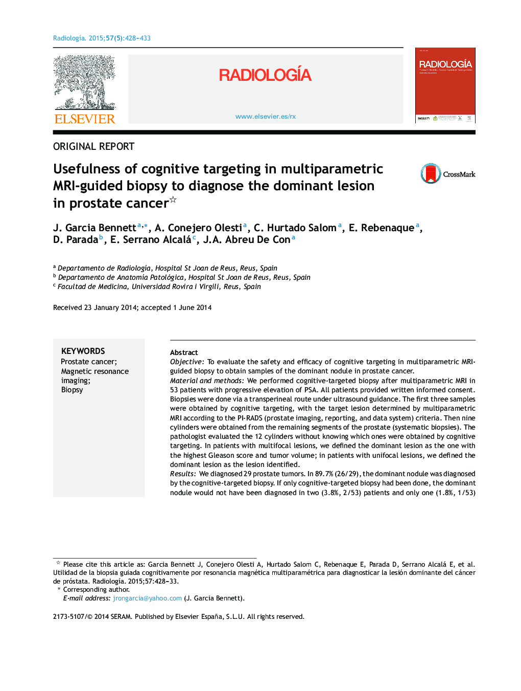 Usefulness of cognitive targeting in multiparametric MRI-guided biopsy to diagnose the dominant lesion in prostate cancer 