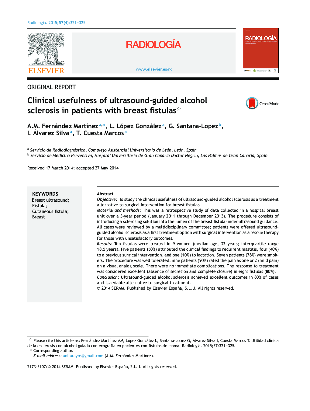 Clinical usefulness of ultrasound-guided alcohol sclerosis in patients with breast fistulas 