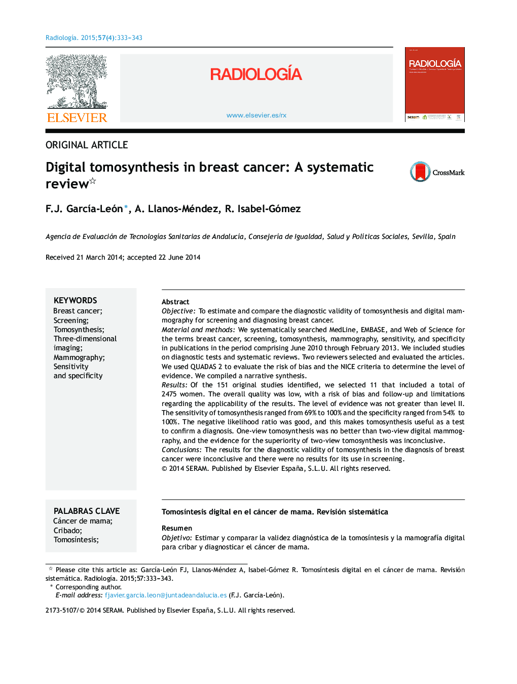 Digital tomosynthesis in breast cancer: A systematic review 