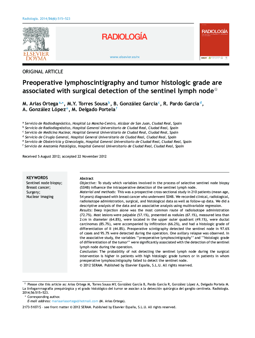 Preoperative lymphoscintigraphy and tumor histologic grade are associated with surgical detection of the sentinel lymph node 