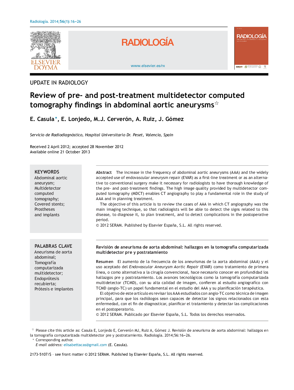 Review of pre- and post-treatment multidetector computed tomography findings in abdominal aortic aneurysms 