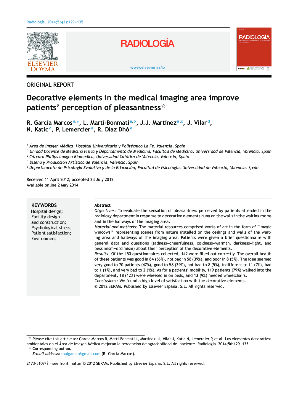 Decorative elements in the medical imaging area improve patients’ perception of pleasantness 