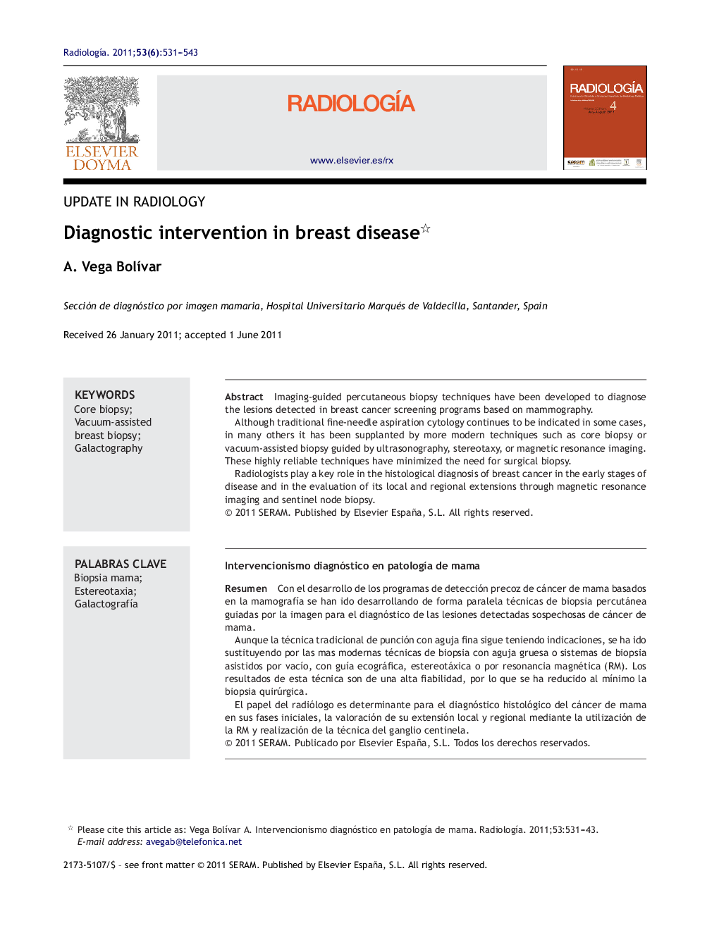 Diagnostic intervention in breast disease 