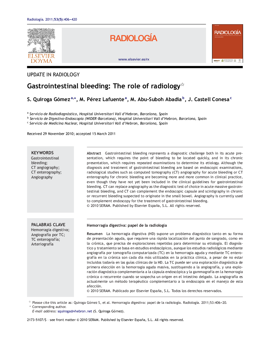 Gastrointestinal bleeding: The role of radiology