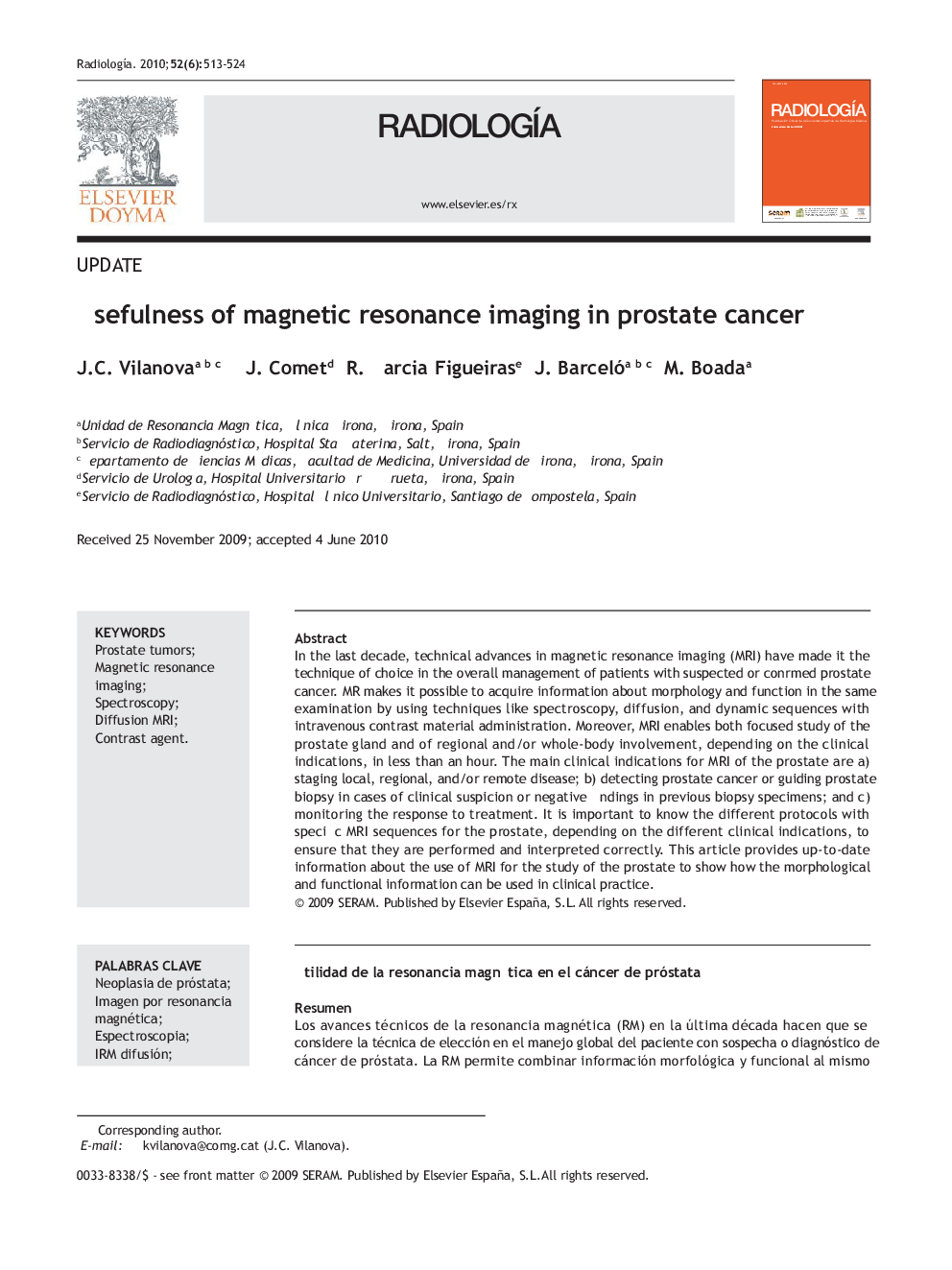 Usefulness of magnetic resonance imaging in prostate cancer