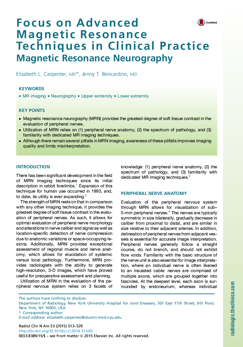 Focus on Advanced Magnetic Resonance Techniques in Clinical Practice