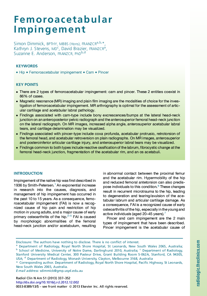 Femoroacetabular Impingement