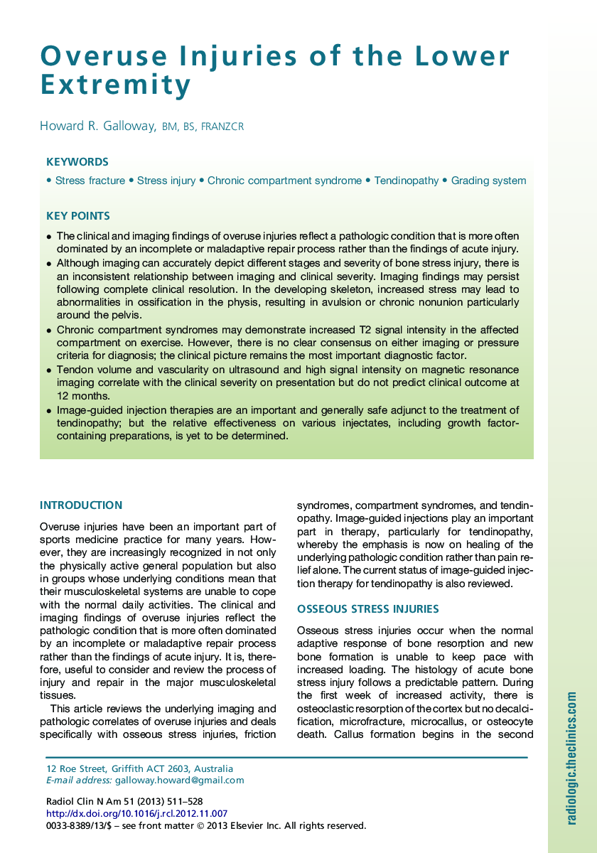 Overuse Injuries of the Lower Extremity