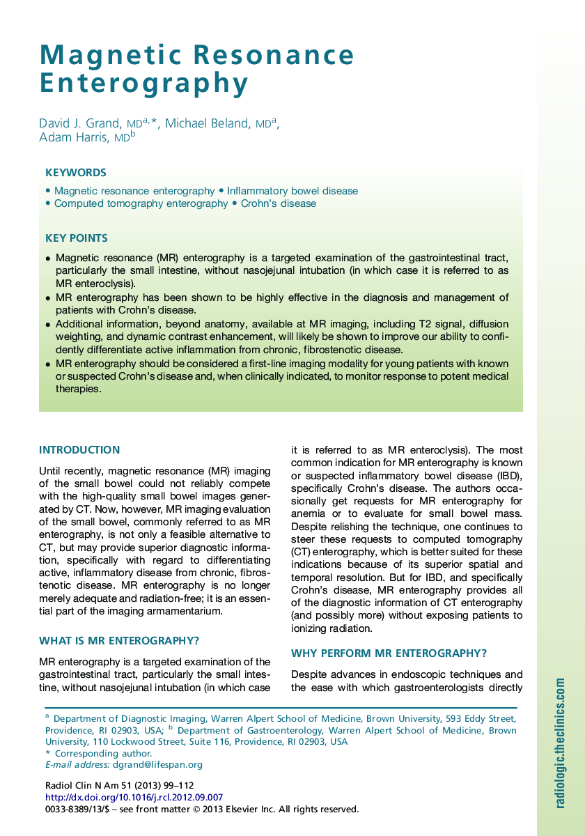 Magnetic Resonance Enterography