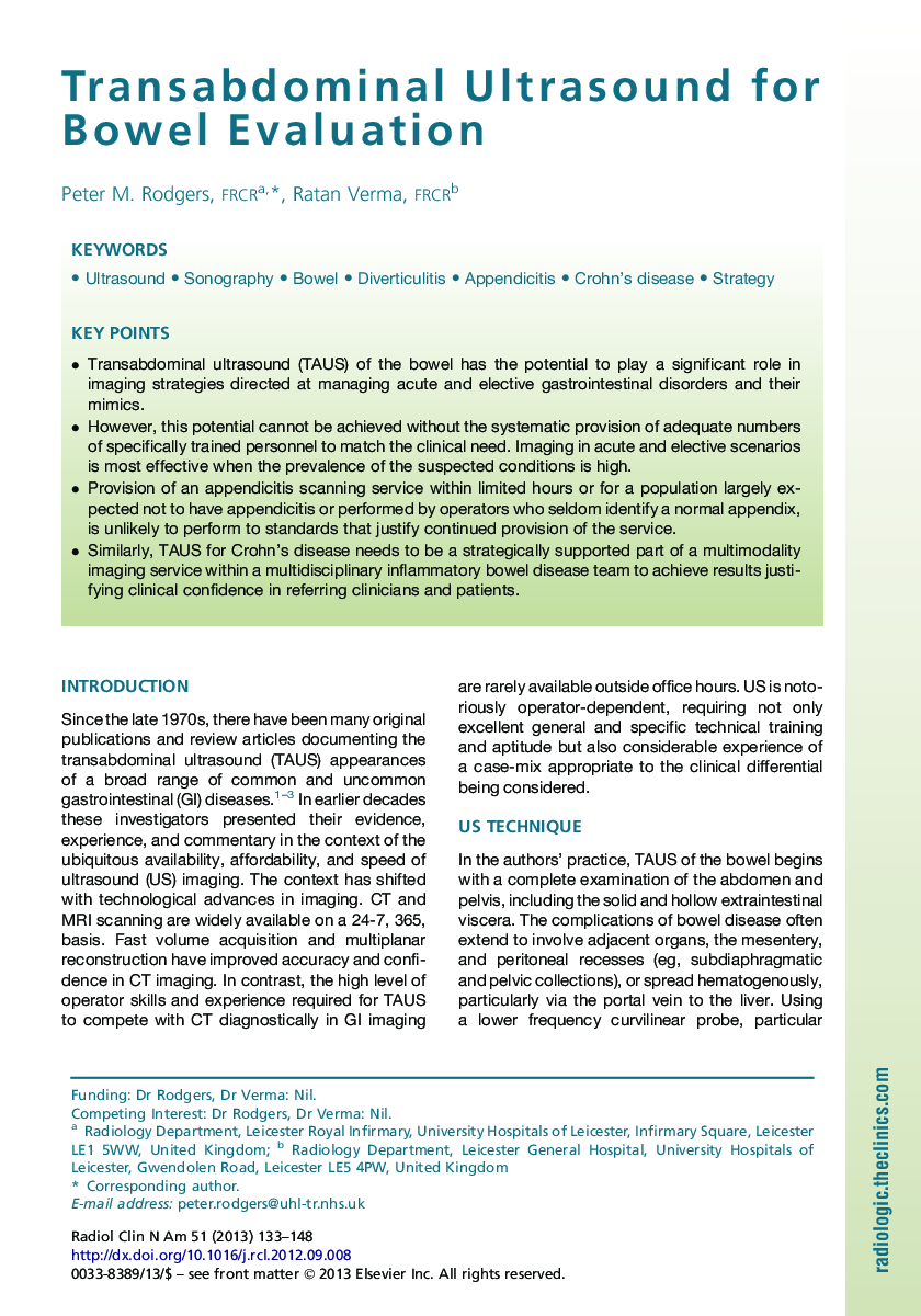 Transabdominal Ultrasound for Bowel Evaluation