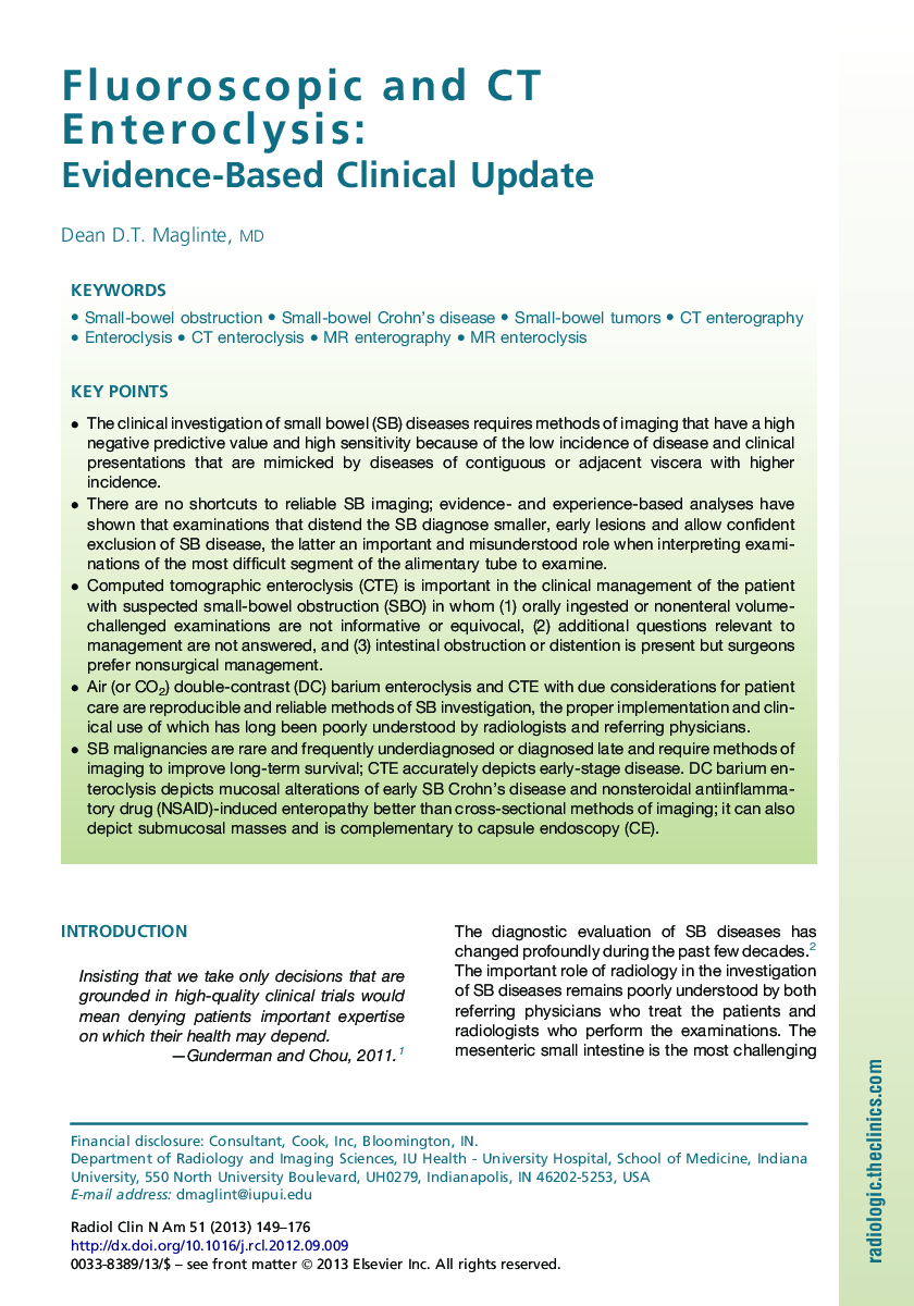 Fluoroscopic and CT Enteroclysis