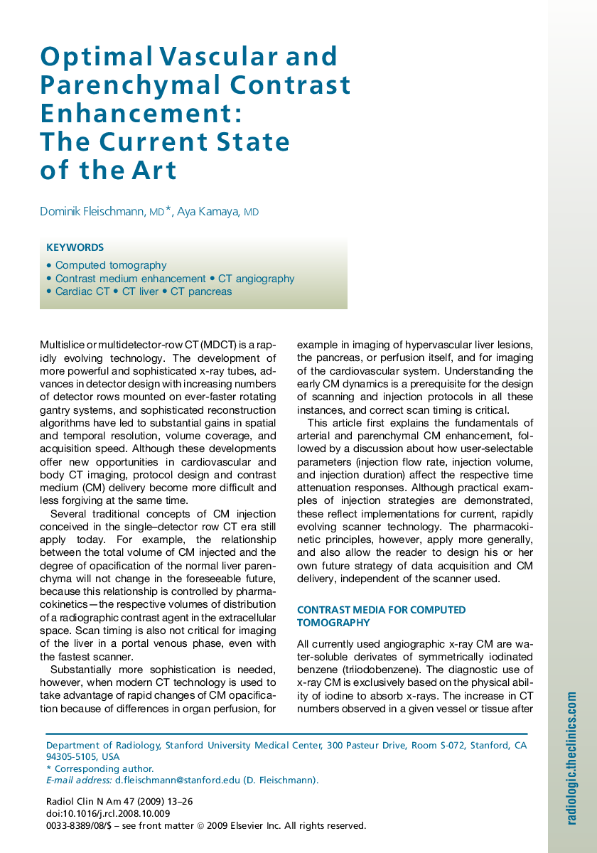 Optimal Vascular and Parenchymal Contrast Enhancement: The Current State of the Art