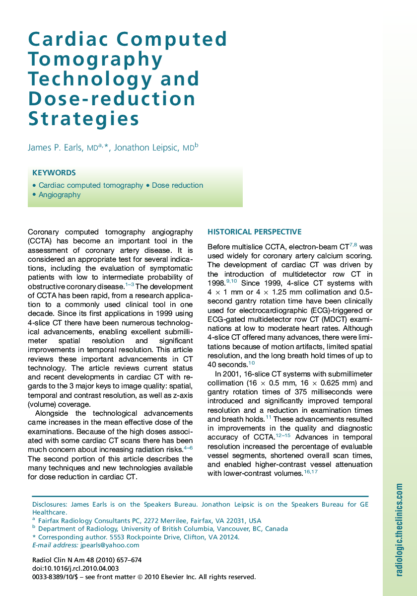 Cardiac Computed Tomography Technology and Dose-reduction Strategies