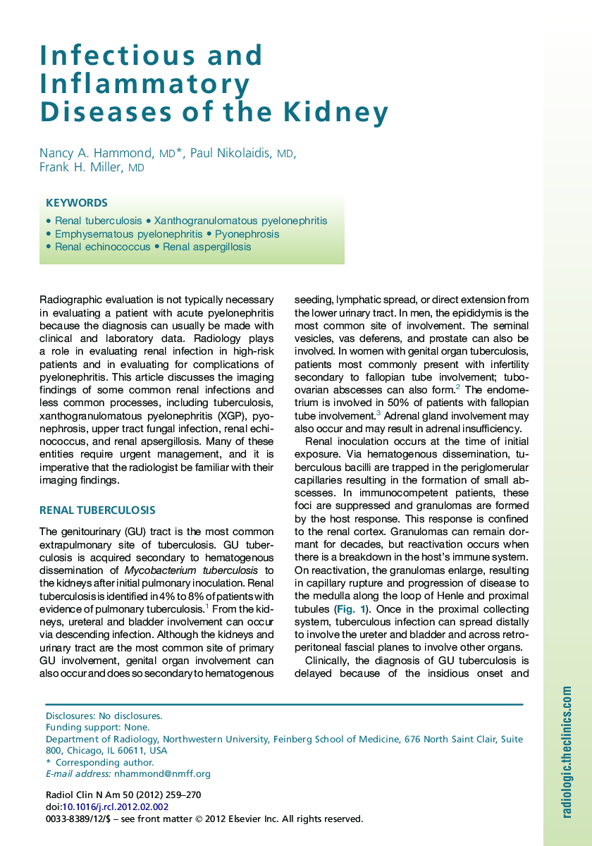 Infectious and Inflammatory Diseases of the Kidney