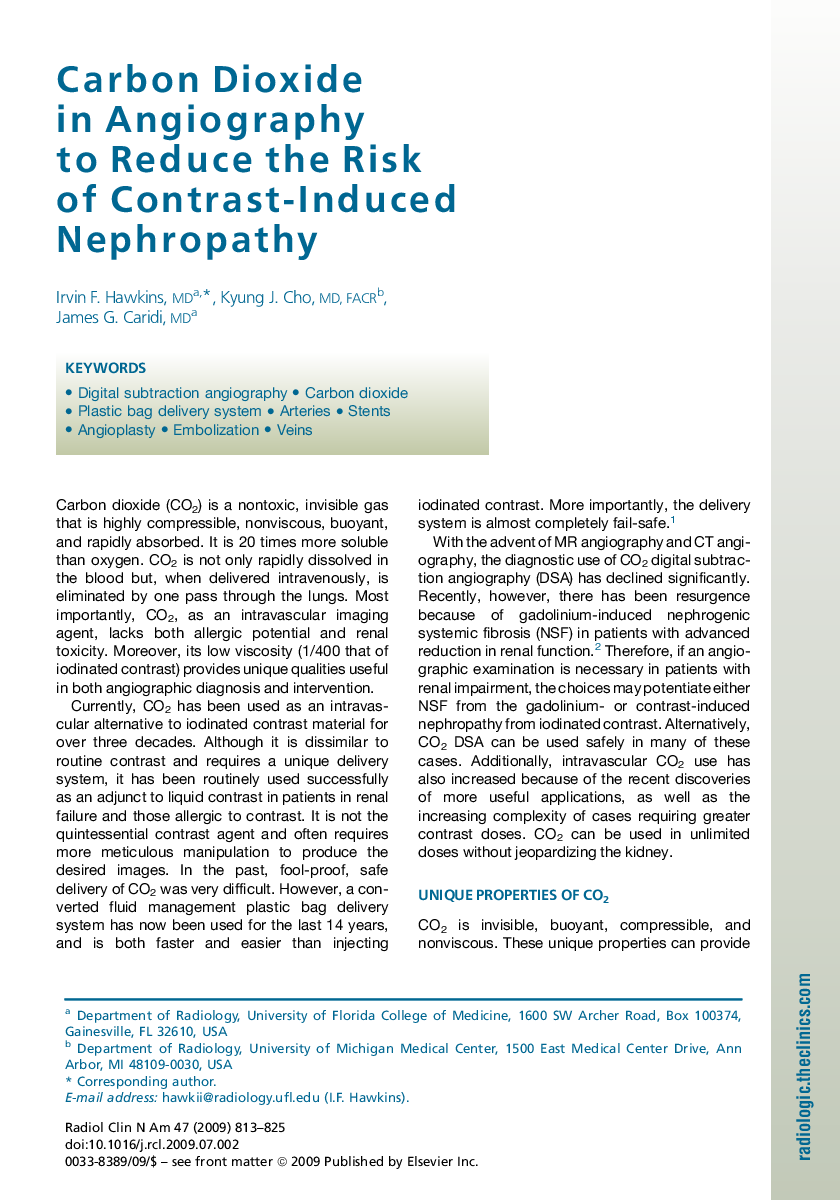 Carbon Dioxide in Angiography to Reduce the Risk of Contrast-Induced Nephropathy