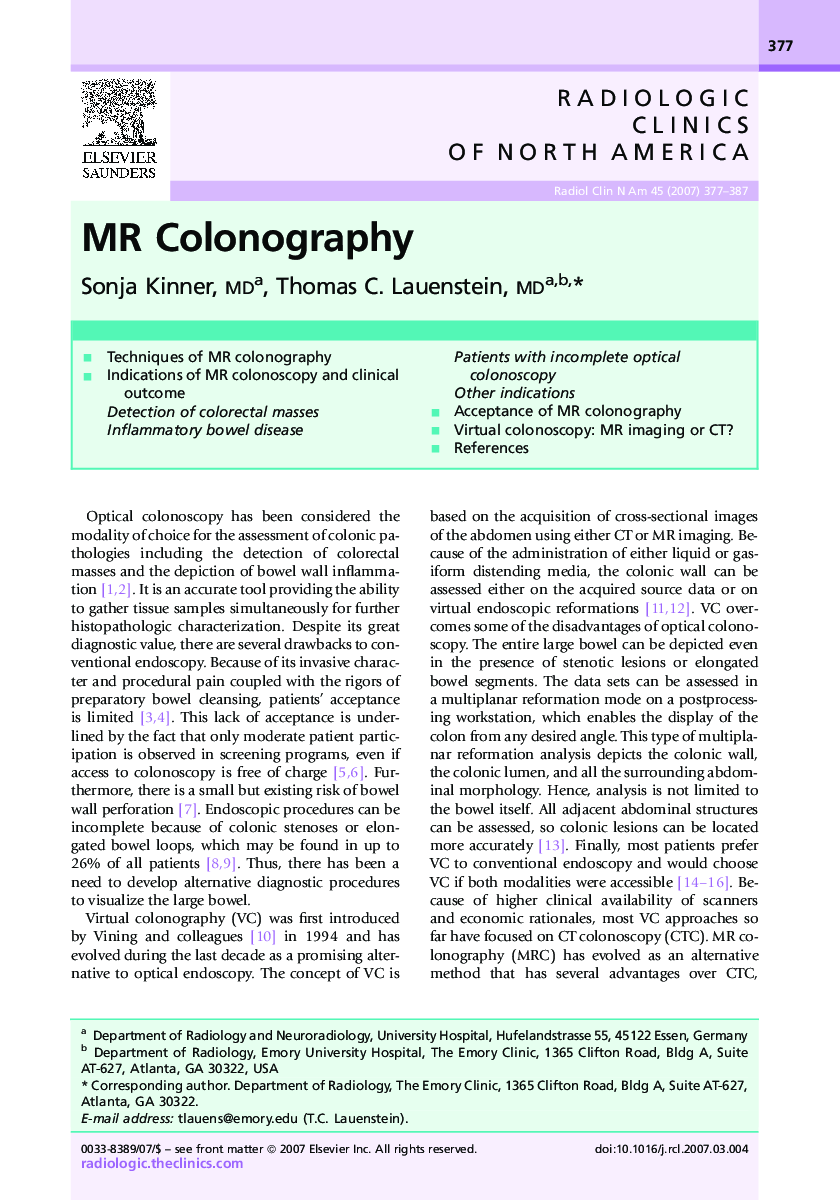 MR Colonography