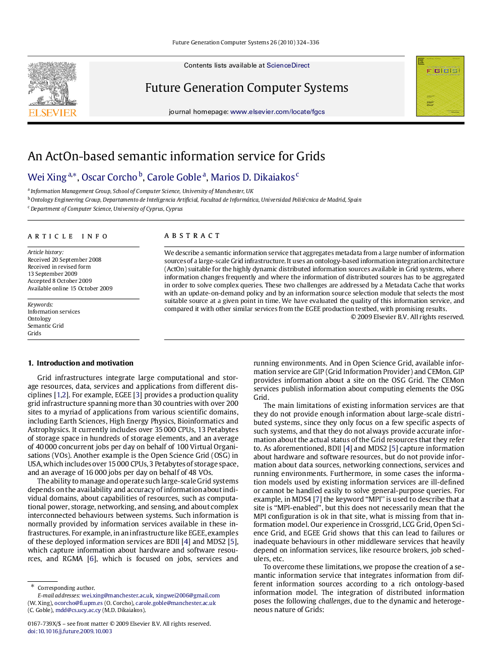 An ActOn-based semantic information service for Grids