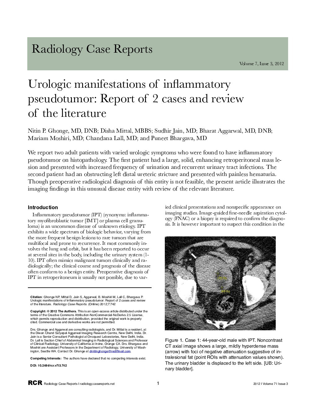 Urologic manifestations of inflammatory pseudotumor: Report of 2 cases and review of the literature