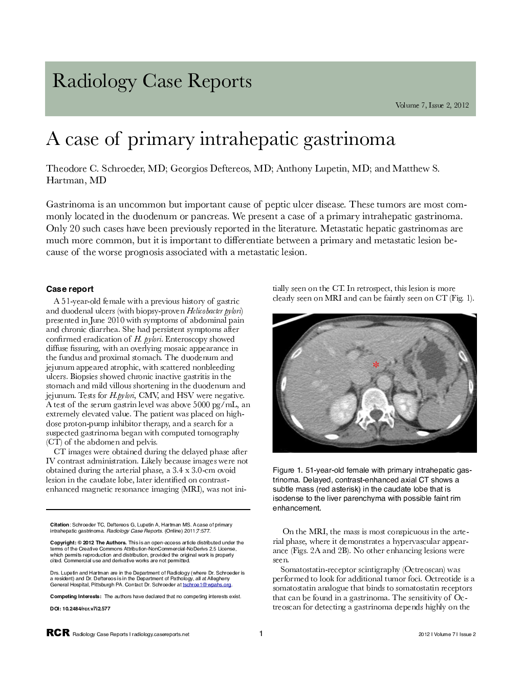 A case of primary intrahepatic gastrinoma