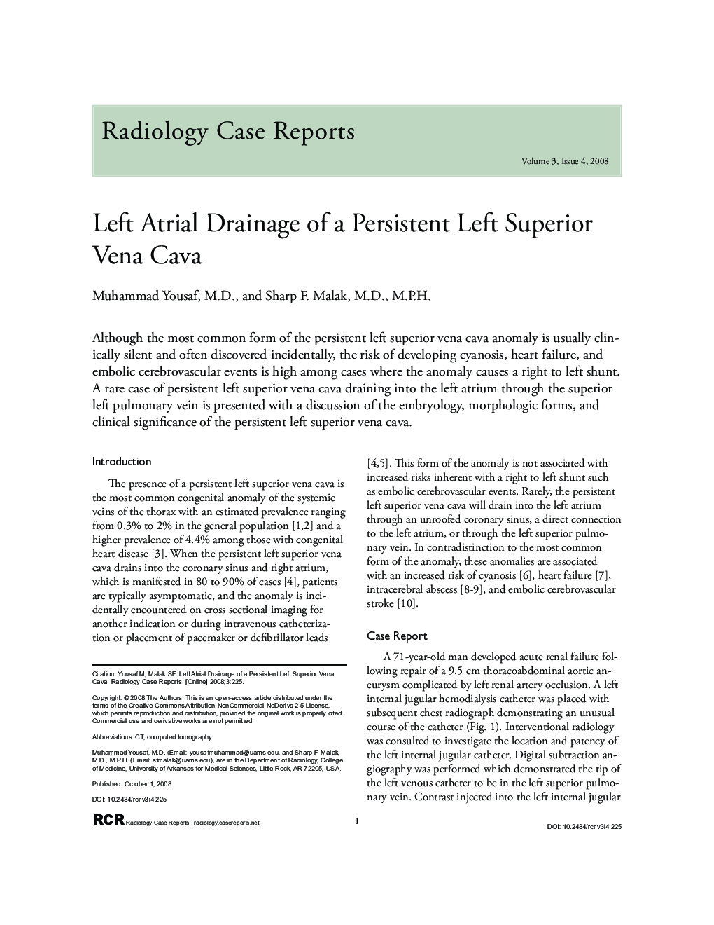 Left Atrial Drainage of a Persistent Left Superior Vena Cava