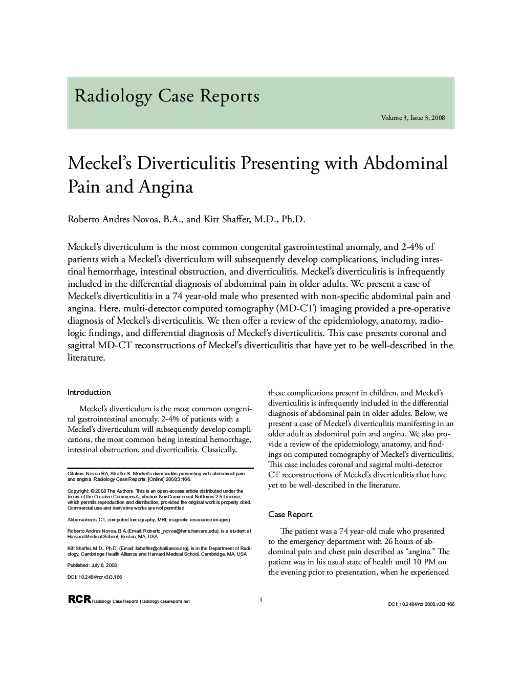 Meckel's Diverticulitis Presenting with Abdominal Pain and Angina