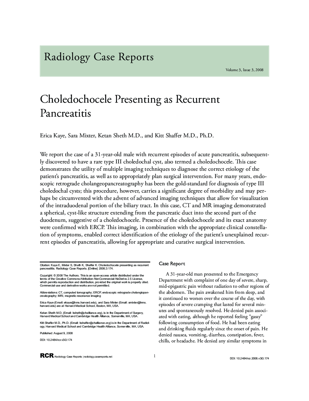 Choledochocele Presenting as Recurrent Pancreatitis