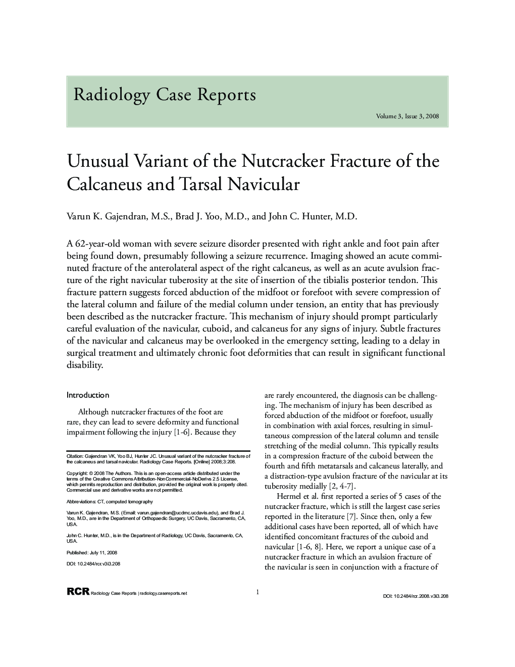 Unusual Variant of the Nutcracker Fracture of the Calcaneus and Tarsal Navicular