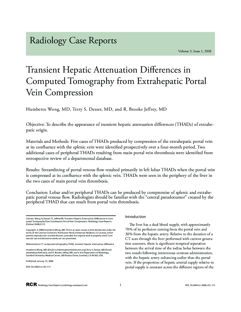 Transient Hepatic Attenuation Differences in Computed Tomography from Extrahepatic Portal Vein Compression