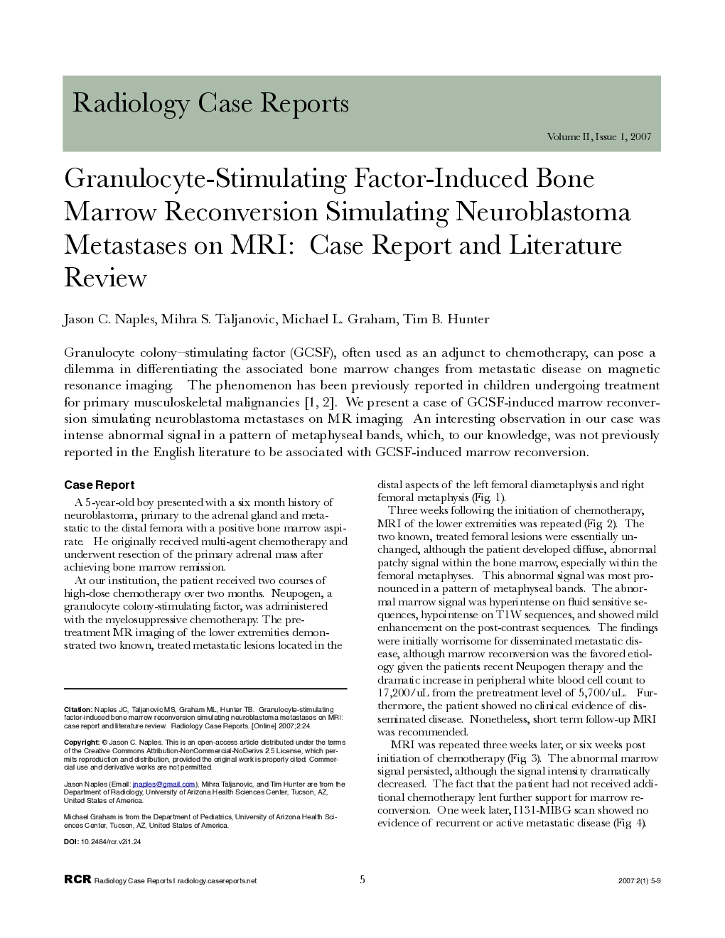 Granulocyte-Stimulating Factor-Induced Bone Marrow Reconversion Simulating Neuroblastoma Metastases on MRI: Case Report and Literature Review 