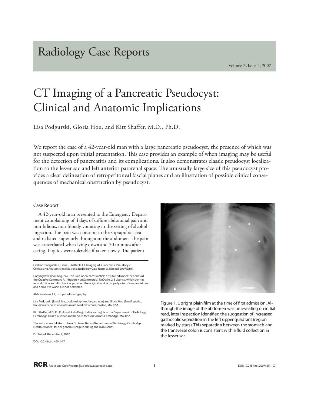 CT Imaging of a Pancreatic Pseudocyst: Clinical and Anatomic Implications