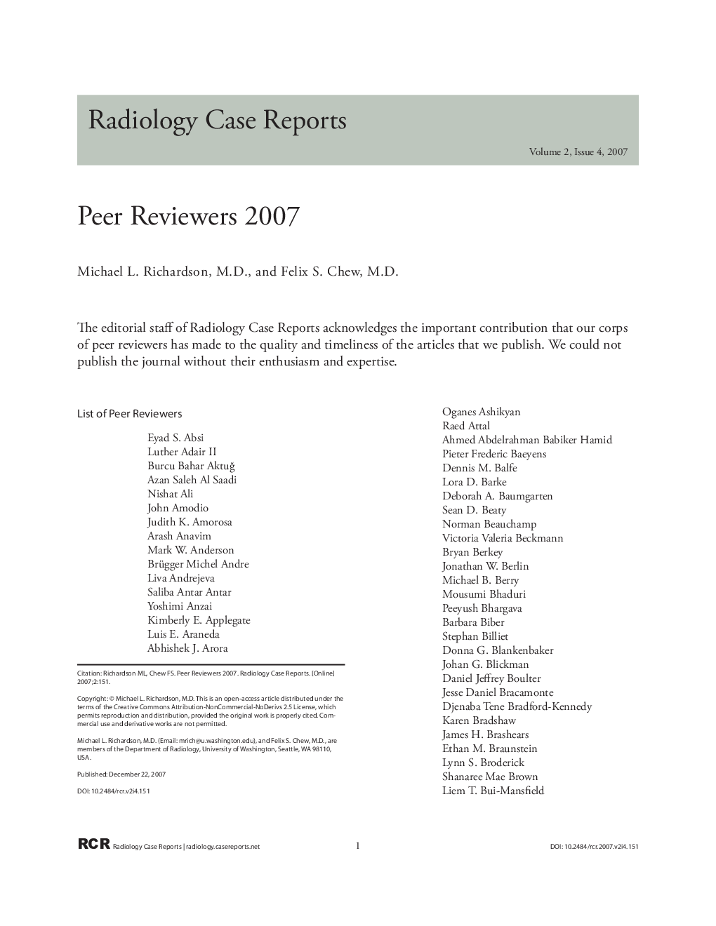 Peer Reviewers 2007
