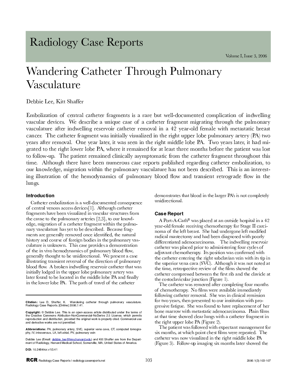 Wandering Catheter Through Pulmonary Vasculature 