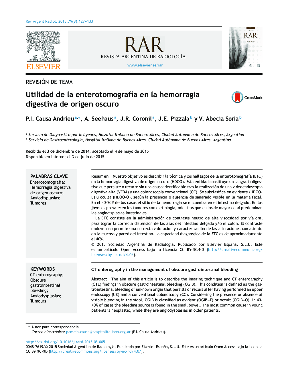 Utilidad de la enterotomografía en la hemorragia digestiva de origen oscuro