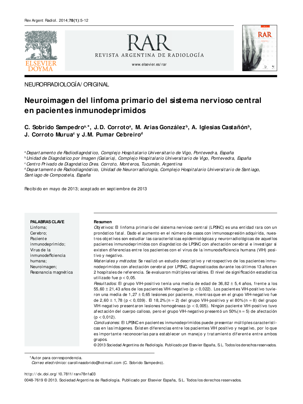 Neuroimagen del linfoma primario del sistema nervioso central en pacientes inmunodeprimidos