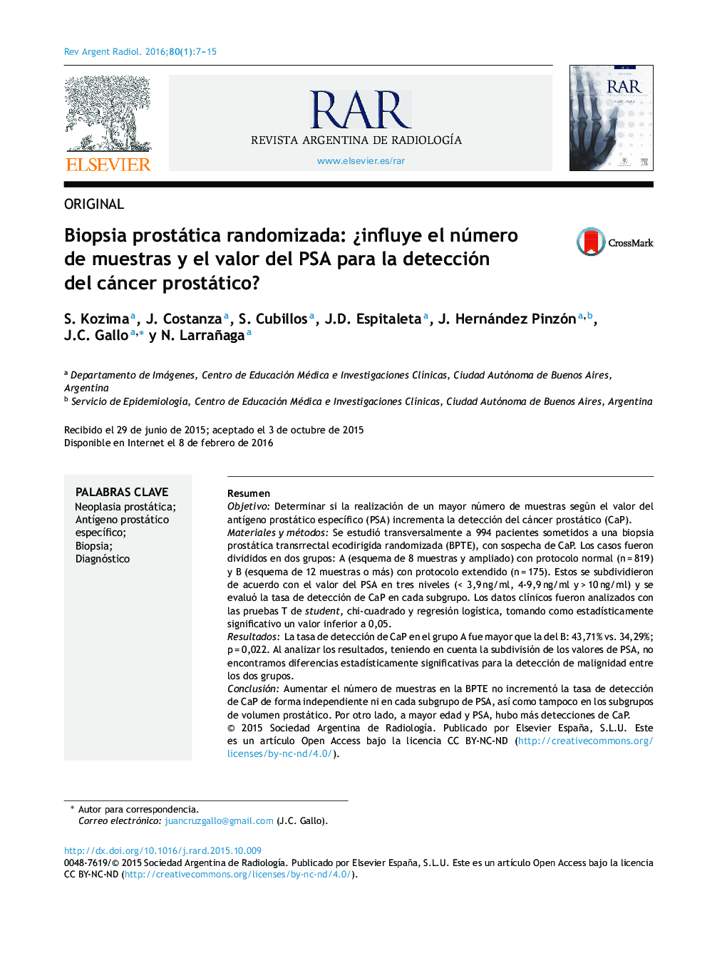 Biopsia prostática randomizada: ¿influye el número de muestras y el valor del PSA para la detección del cáncer prostático?