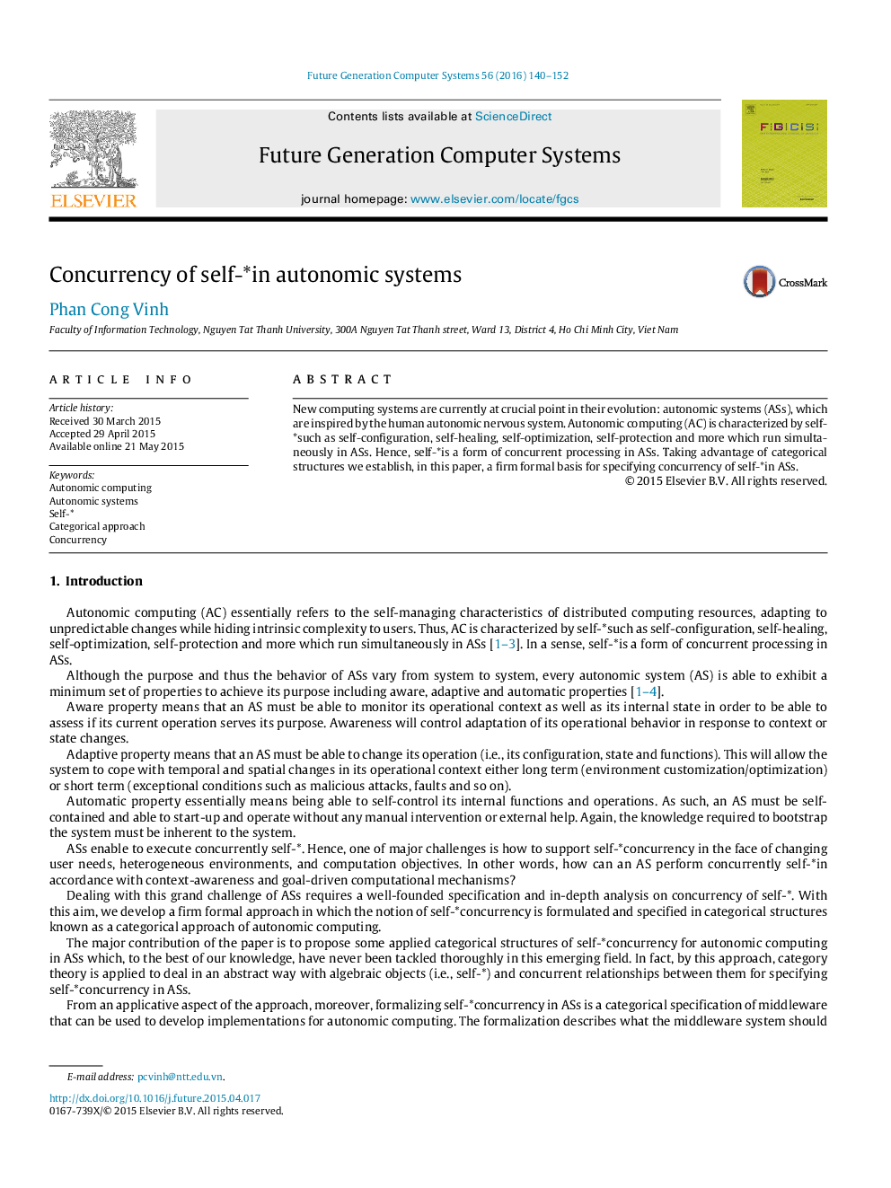 Concurrency of self-* in autonomic systems