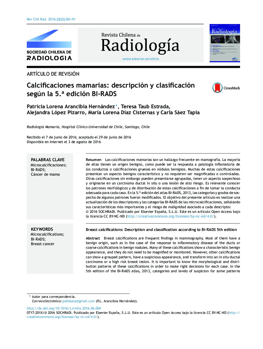 Calcificaciones mamarias: descripción y clasificación según la 5.a edición BI-RADS