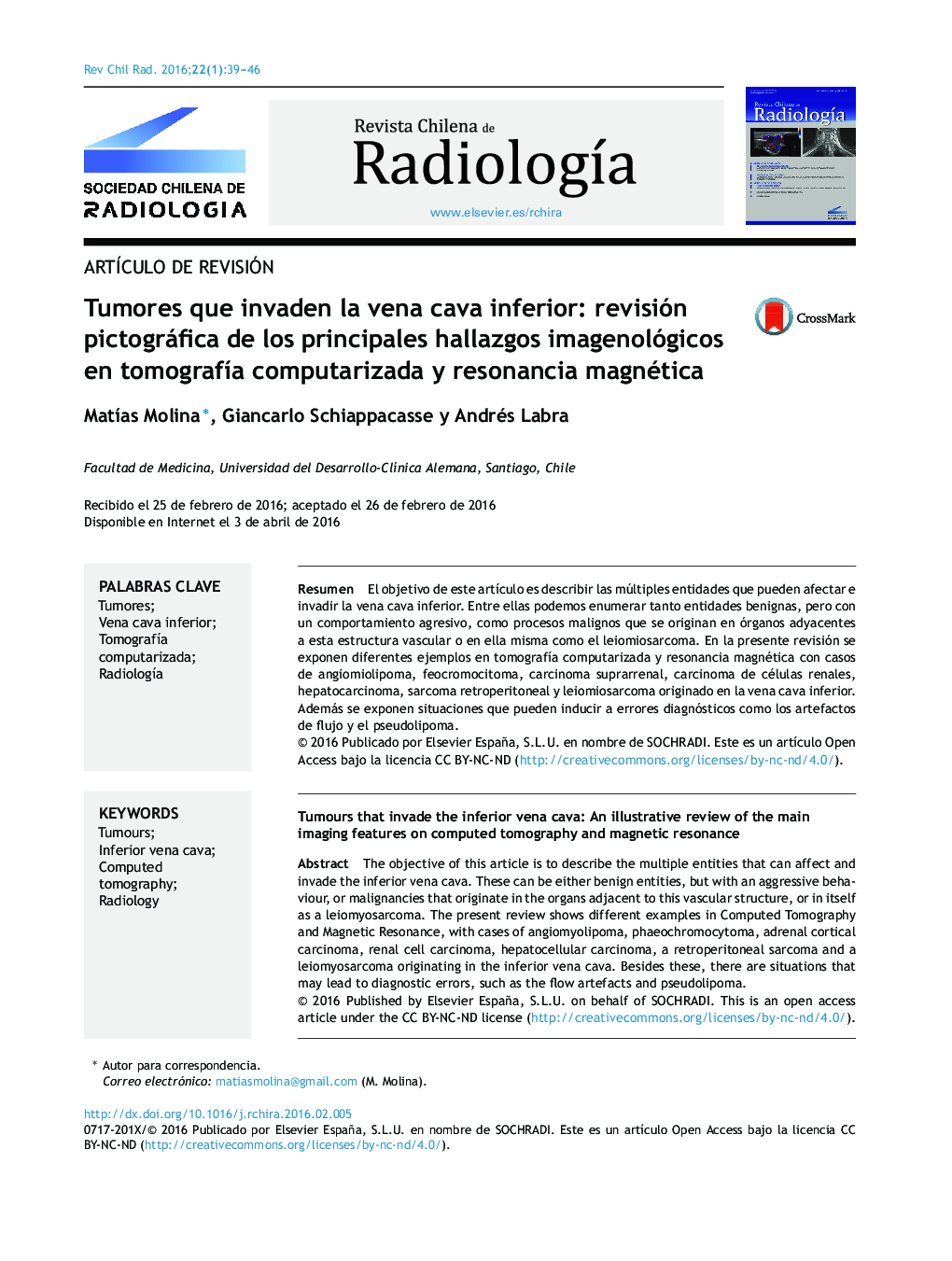 Tumores que invaden la vena cava inferior: revisión pictográfica de los principales hallazgos imagenológicos en tomografía computarizada y resonancia magnética