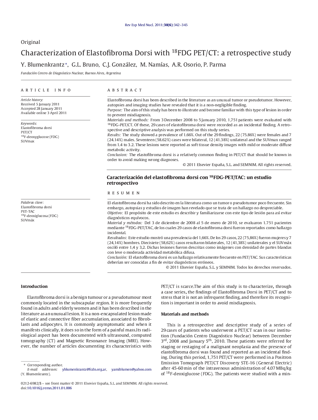 Characterization of Elastofibroma Dorsi with 18FDG PET/CT: a retrospective study
