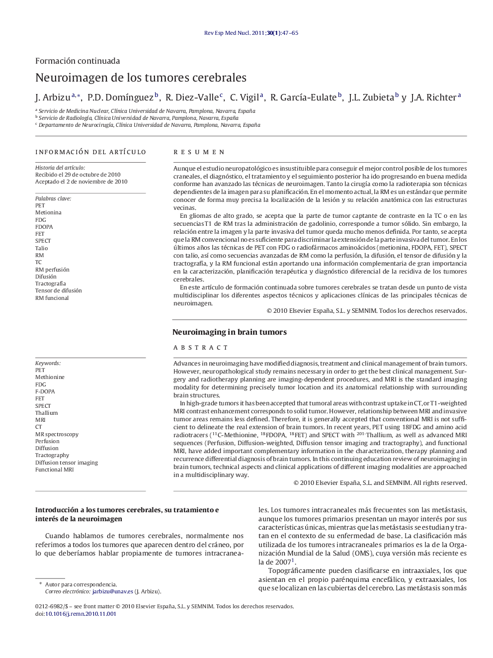 Neuroimagen de los tumores cerebrales