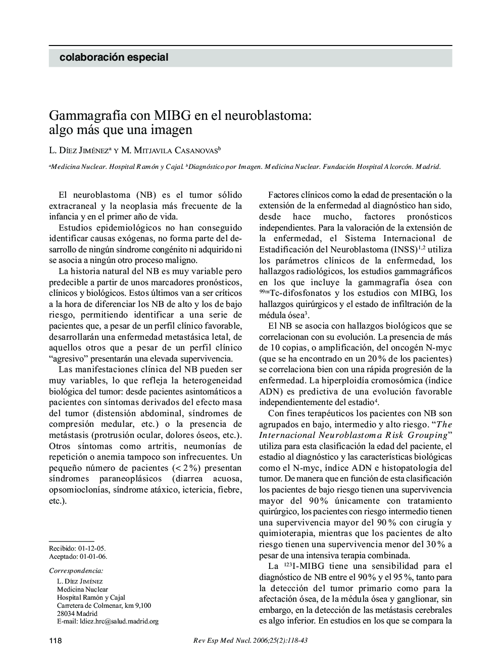 GammagrafÃ­a con MIBG en el neuroblastoma: algo más que una imagen